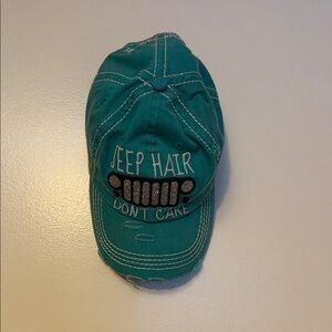 Teal Cap with Fun Embroidery